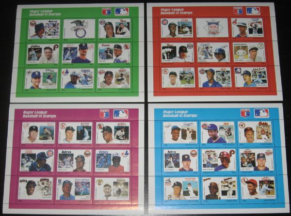 1988 Grenada MLB Stamps Complete Set (9) Full Sheets