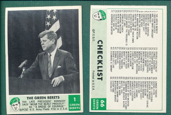 1966-67 Green Beret Philadelphia Gum Lot of (11) W/ JFK