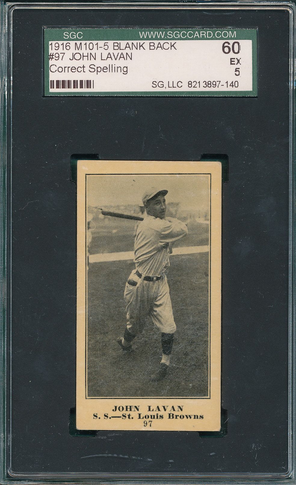 Lot Detail - 1916 M101-5 #97 John Lavan Blank Back SGC 60