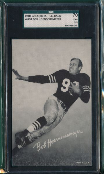 1948-52 Exhibit Football Mutoscope Postcard Back Bob Hoenschemeyer SGC 70