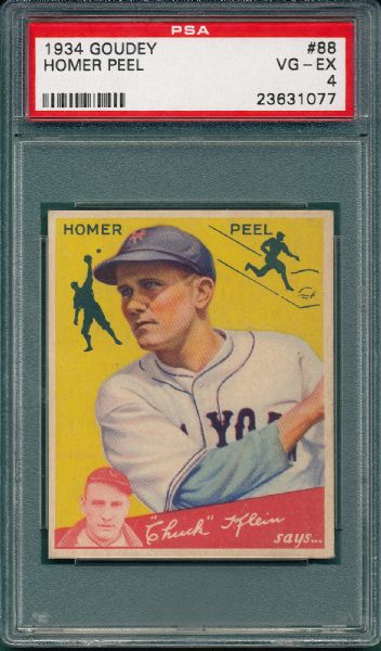 1934 Goudey #88 Homer Peel PSA 4 *High #*