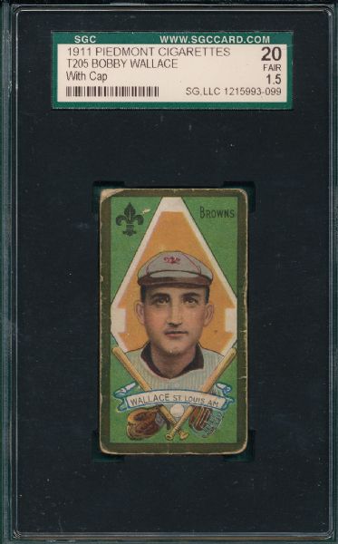 1911 T205 Wallace, Cap, Piedmont Cigarettes SGC 40