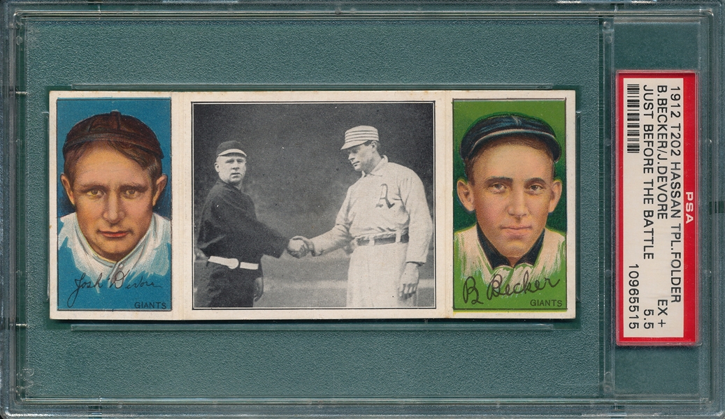 1912 T202 Just Before the Battle, Devore/Becker, Hassan Cigarettes PSA 5.5