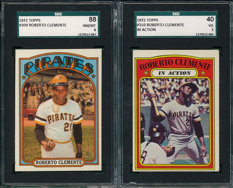 Lot Detail - 1972 Topps Roberto Clemente (2) Card Lot SGC 88