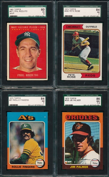 1961-75 Topps Lot of (4) HOFers W/ Rizzuto SGC 