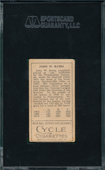 1911 T205 Bates Cycle Cigarettes SGC 50