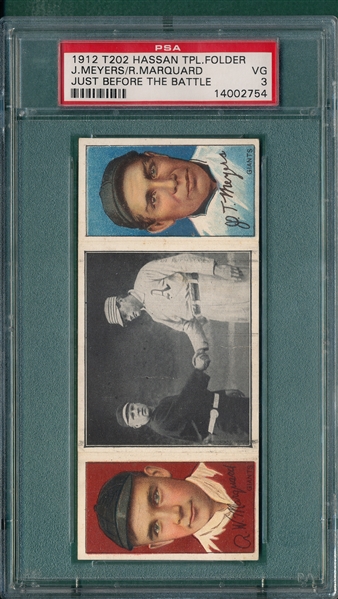 1912 T202 Just Before the Battle, Marquard/Meyers, Hassan Cigarettes PSA 3