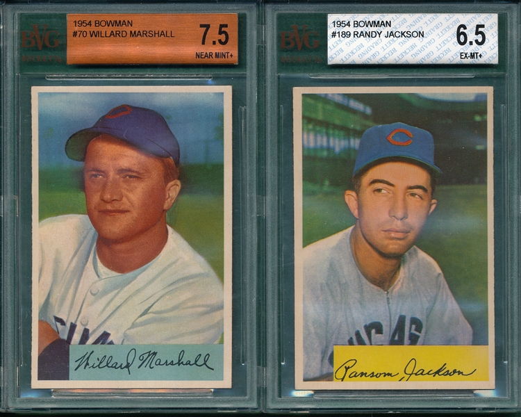 1954 Bowman (6) card Lot W/#70 Marshall BVG 