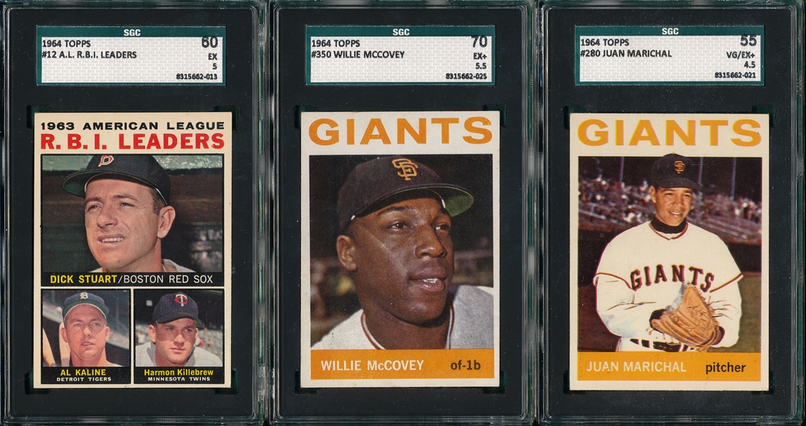 1964 Topps (5) Card Lot of HOFers W/ F. Robinson SGC 