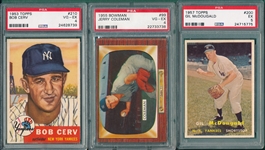 1953-57 Topps & Bowman Lot of (3) Yankees PSA 