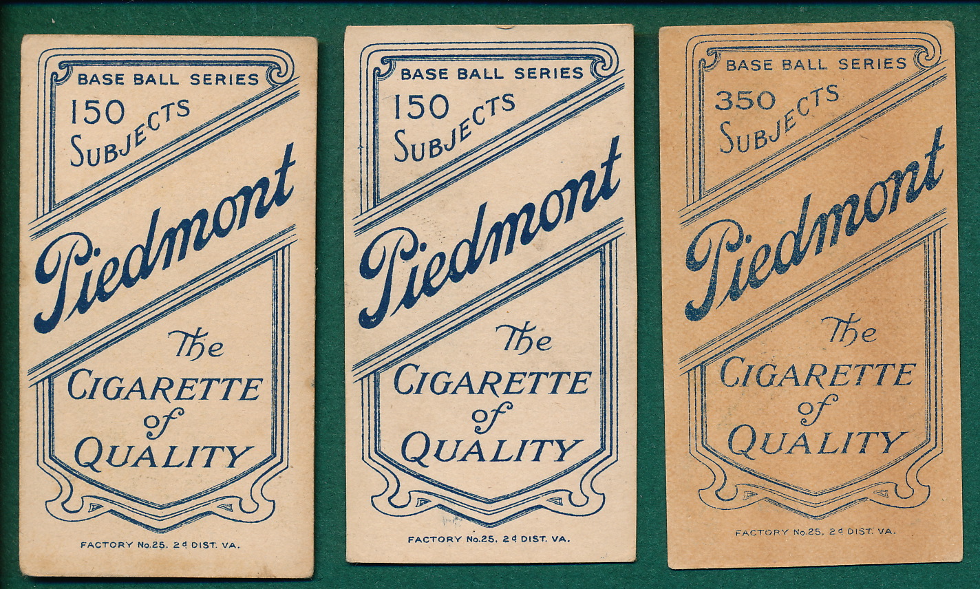 Lot Detail - 1909-1911 T206 (3) Card Lot Piedmont Cigarettes W/ Dummy ...