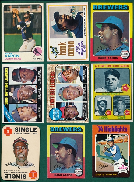 1966-75 Topps Lot of (9) Hank Aaron Cards
