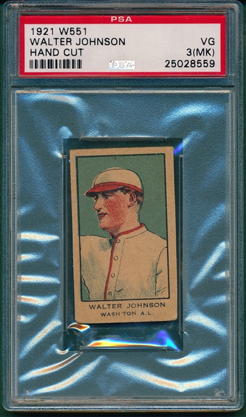 1921 W551 Walter Johnson PSA 3 MK