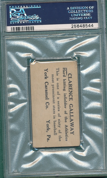 1927 E210-1 #58 Clarence Gallaway York Caramels PSA 3.5