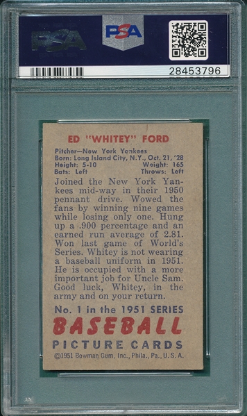1951 Bowman #1 Whitey Ford PSA 4.5 *Rookie*