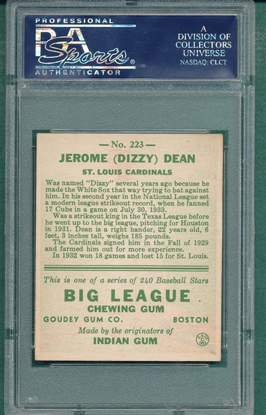 1933 Goudey #223 Dizzy Dean PSA 6.5