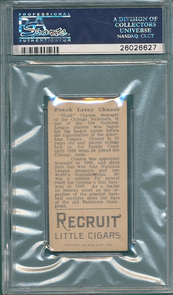 1912 T207 Chance Recruit Little Cigars PSA 2.5