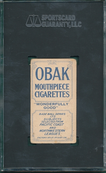 1910 T212-2 Mott Obak Cigarettes SGC 2.5