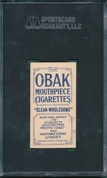 1910 T212-2 Fournier Obak Cigarettes SGC 60 