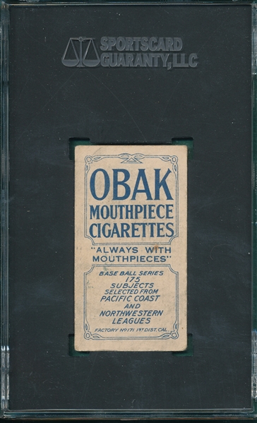 1910 T212-2 Mott Obak Cigarettes SGC 2.5