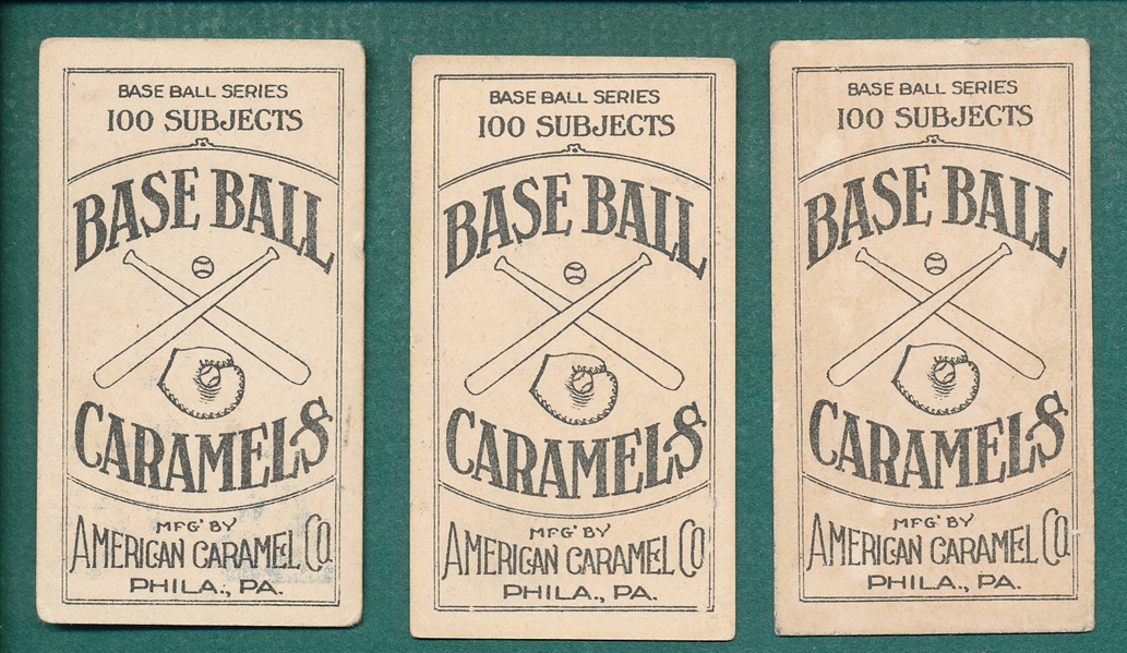 1909-11 E90-1 Dygert, Grant & Schaefer, American Caramel Co., Lot of (3)