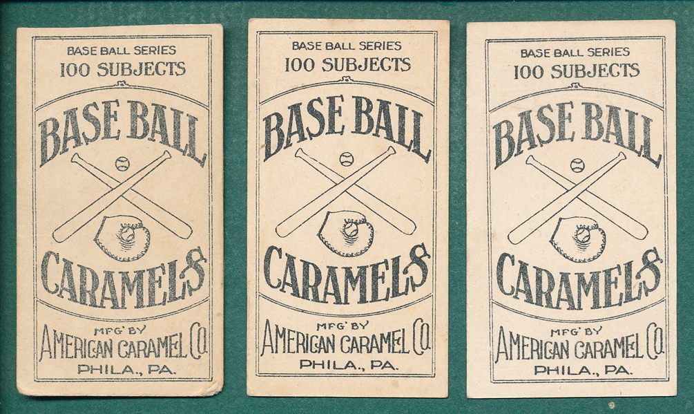1909-11 E90-1 Davis, Unglaub & Wallace, American Caramel Co., Lot of (3)