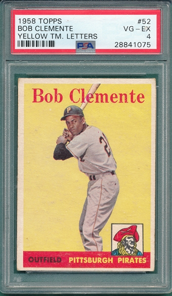 1958 Topps #52 Bob Clemente PSA 4 *Yellow Letters*