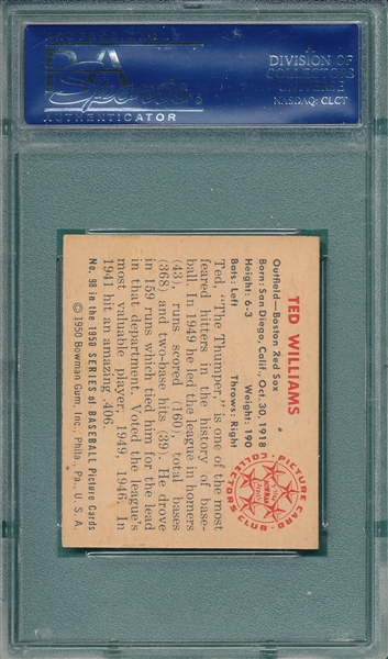 1950 Bowman #98 Ted Williams PSA 6 (OC)