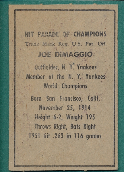 1952 Berk Ross Joe DiMaggio