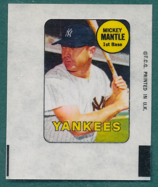 1969 Topps Decal Mickey Mantle 