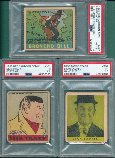 1930s R Series Lot of (3) W/ R28 #422 Broncho Bill PSA 4