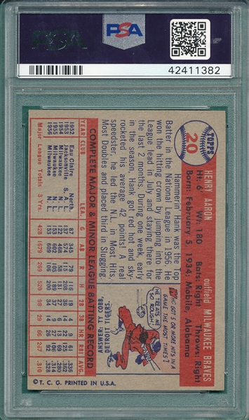 1957 Topps #20 Hank Aaron PSA 5