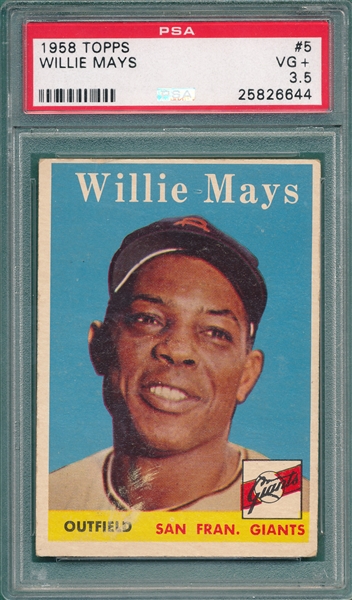 1958 Topps #5 Willie Mays PSA 3.5