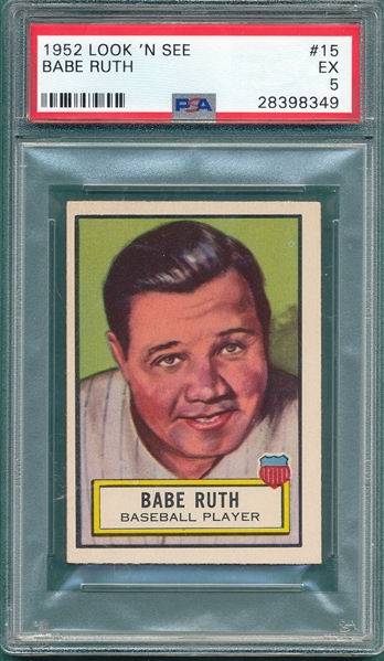 1952 Topps Look 'N See #15 Babe Ruth PSA 5
