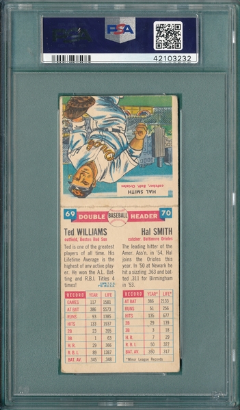 1955 Topps Double Headers 69/70 Ted Williams/Hal Smith PSA 3