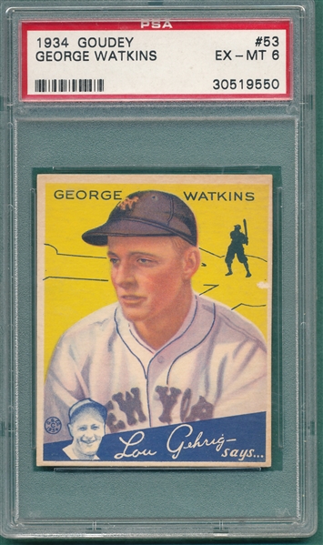 1934 Goudey #53 George Watkins PSA 6