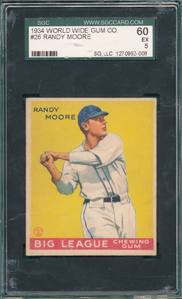 1934 World Wide Gum #26 Randy Moore SGC 60