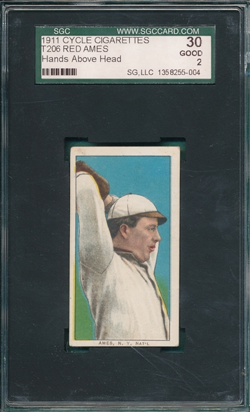 1909-1911 T206 Ames, Hands Above Head, Cycle Cigarettes, SGC 30 *460 Series*