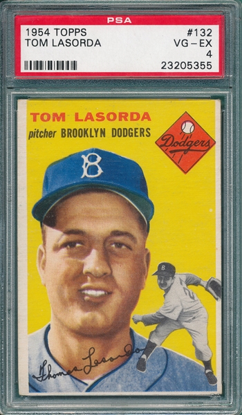 1954 Topps #132 Tom Lasorda PSA 4