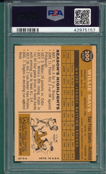 1960 Topps #200 Willie Mays PSA 6