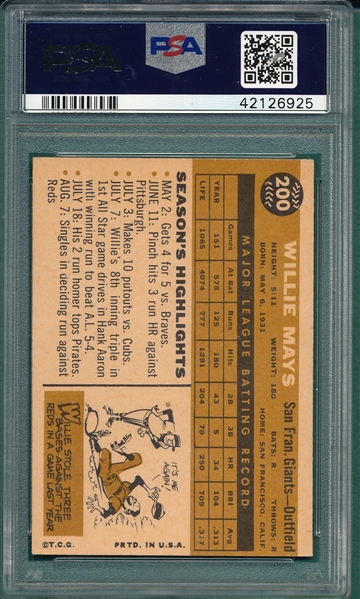 1960 Topps #200 Willie Mays PSA 5