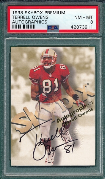 1998 Skybox Premium Autographics Terrell Owens PSA 8 *Autograph*