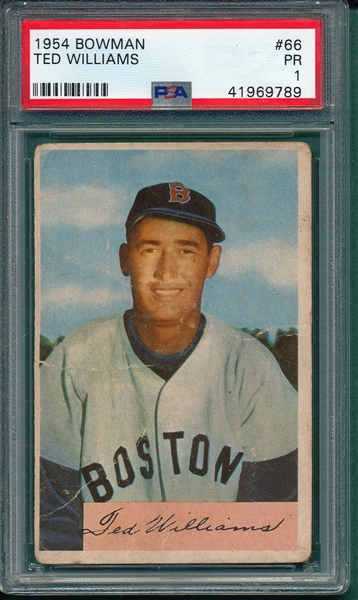 1954 Bowman #66 Ted Williams PSA 1 *SP*