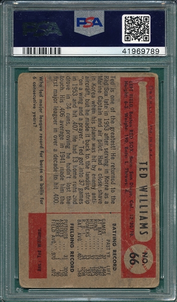 1954 Bowman #66 Ted Williams PSA 1 *SP*