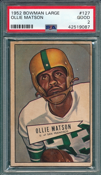 1952 Bowman Large FB #127 Ollie Matson PSA 2 *Rookie*