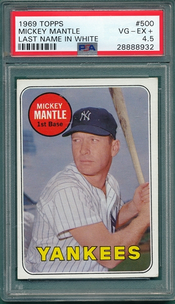 1969 Topps #500 Mickey Mantle PSA 4.5 *White Letters*
