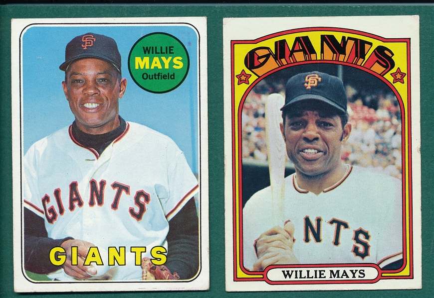 1969/72 Topps Lot of (2) Willie Mays