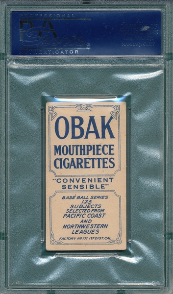 1910 T212-2 Stewart, Obak Cigarettes PSA 4