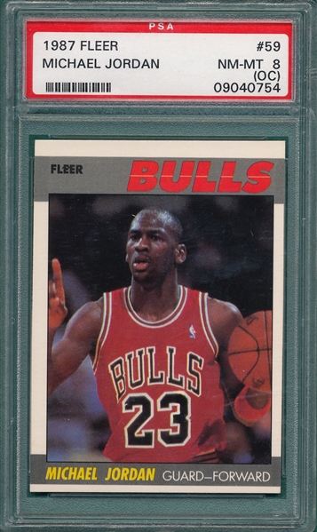 1987 Fleer BSKT #59 Michael Jordan PSA 8 (OC)