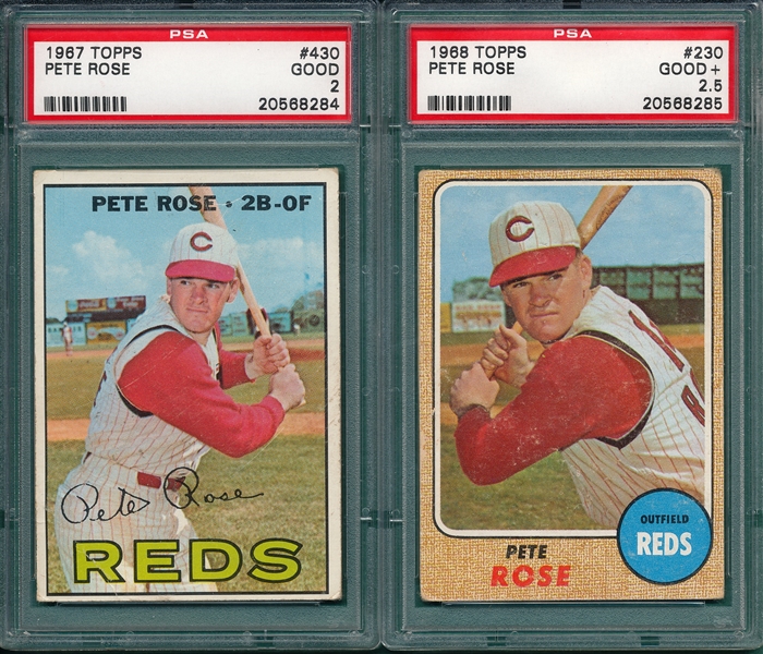 1967/68 Topps Pete Rose, Lot of (2) PSA